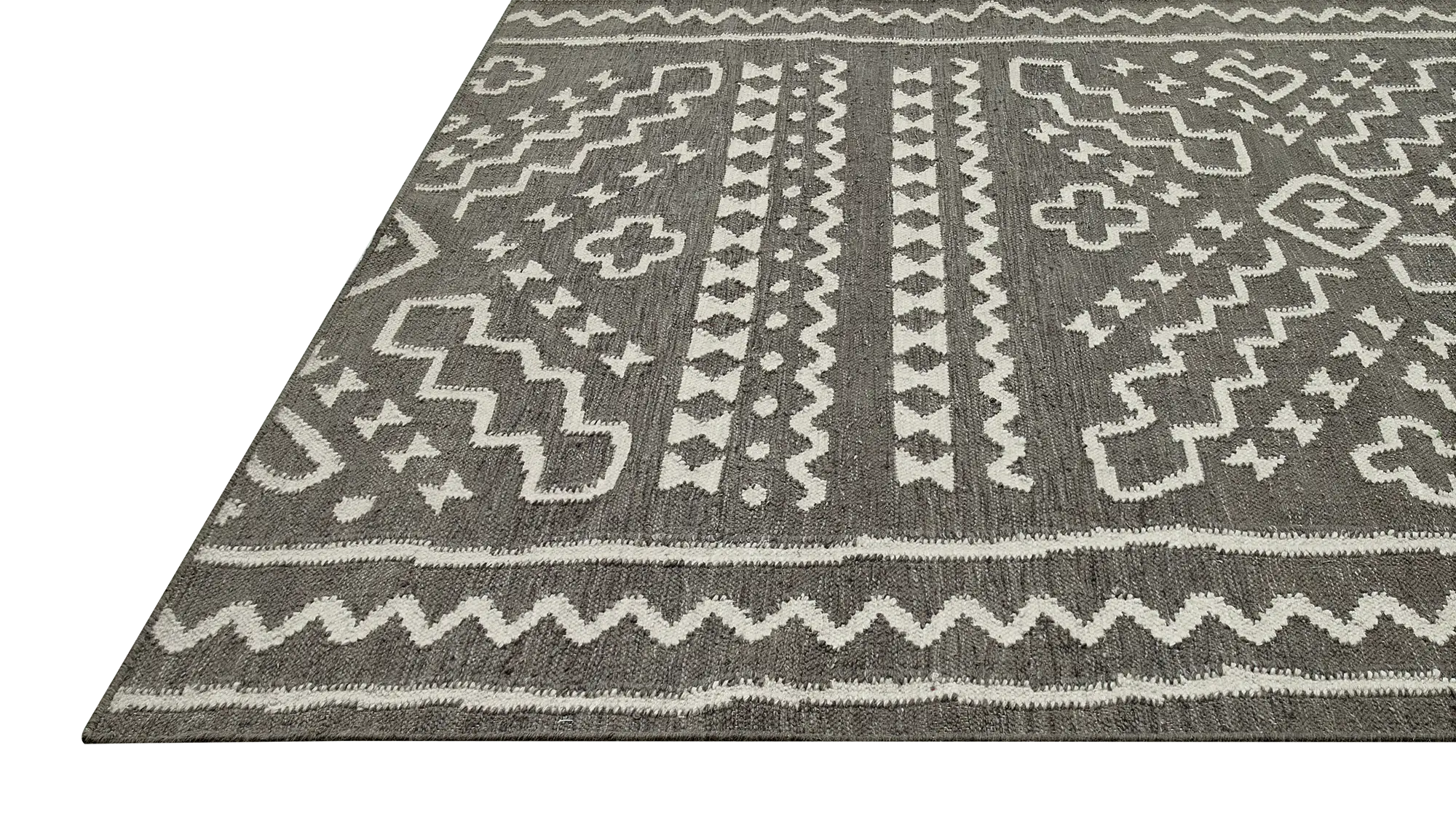фото ковра DHURRIE Liquorice/Beige от магазина HandsGallery